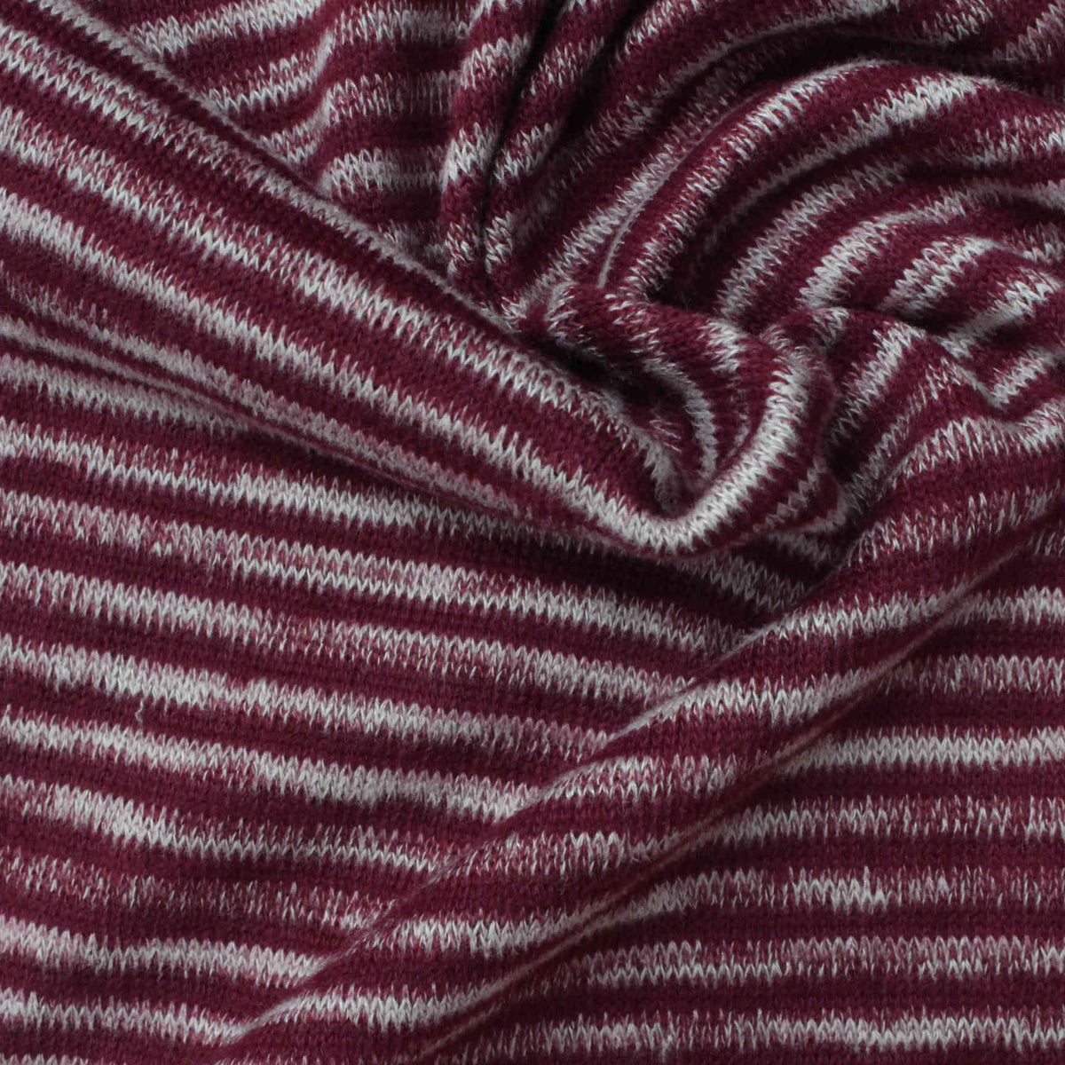 Burgundy Horizontal-Stripe Jersey Knit, Poly-Viscose