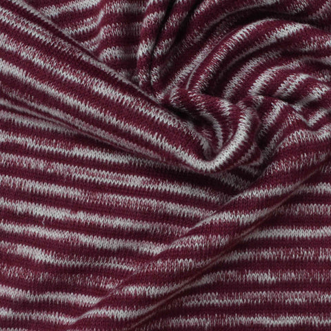 Burgundy Horizontal-Stripe Jersey Knit, Poly-Viscose