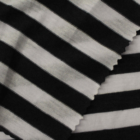 Black Stripe Jersey Knit, Poly-Viscose, 121 gsm