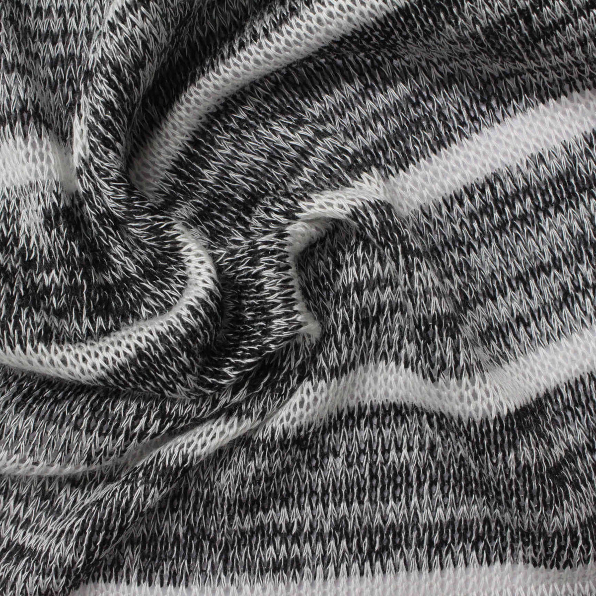 Black Horizontal-Stripe Knit, Viscose-Poly, 128 gsm