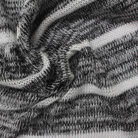Black Horizontal-Stripe Knit, Viscose-Poly, 128 gsm