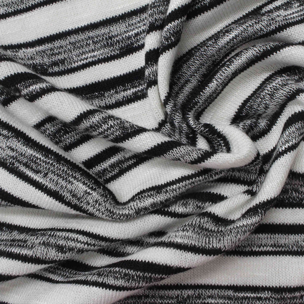 Black Horizontal-Stripe Rib Knit, Viscose-Poly, 233 gsm