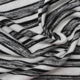 Black Horizontal-Stripe Rib Knit, Viscose-Poly