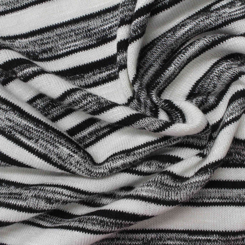 Black Horizontal-Stripe Rib Knit, Viscose-Poly, 233 gsm