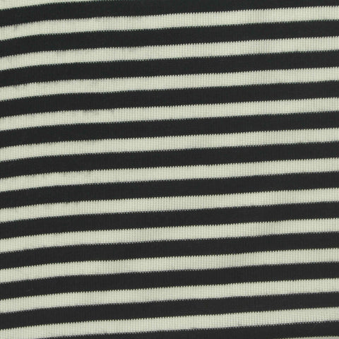Black Horizontal-Stripe Rib Knit, Viscose-Poly, 161 gsm