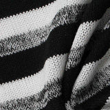 Black Horizontal-Stripe Knit, Poly-Viscose — texture