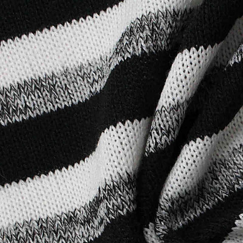 Black Horizontal-Stripe Knit, Poly-Viscose, 195 gsm