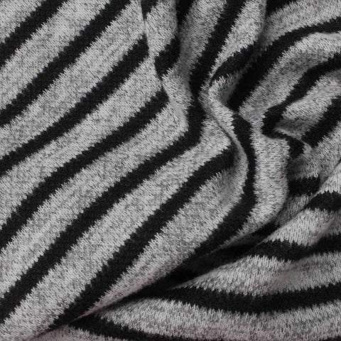 Black Horizontal-Stripe Knit, Poly-Viscose, 233 gsm