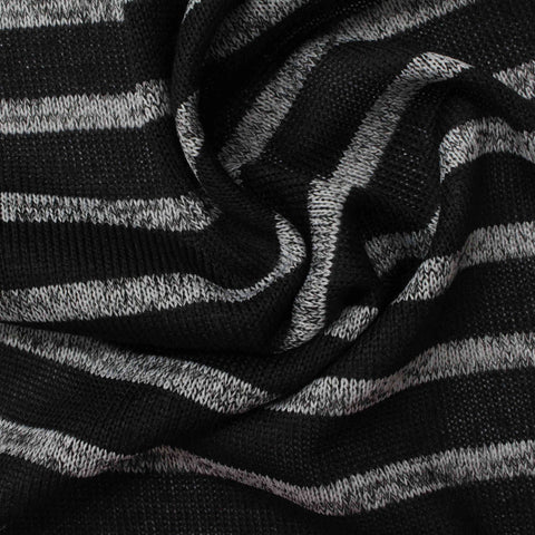 Black Horizontal-Stripe Knit, Polyester, 150 gsm, 160 cm