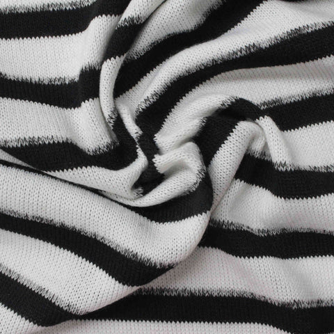 Black Horizontal-Stripe Knit, Polyester, 169 gsm