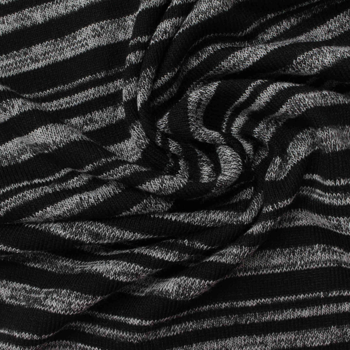 Black Horizontal-Stripe Knit, Poly-Viscose, 155 gsm