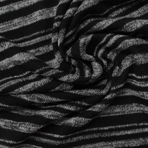 Black Horizontal-Stripe Knit, Poly-Viscose, 155 gsm