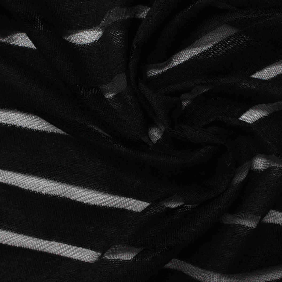 Black Horizontal-Stripe Knit, Polyester, 115 gsm, 150 cm