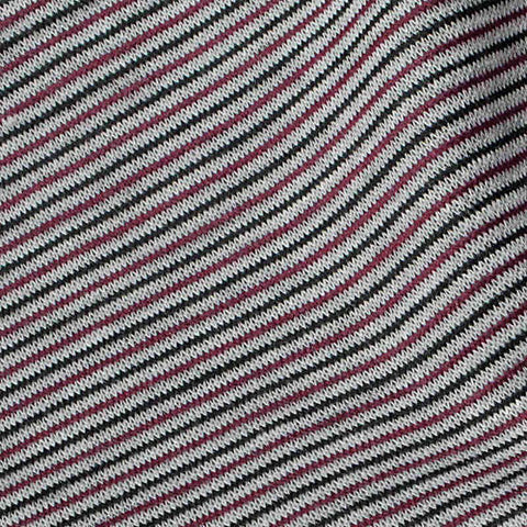 White Horizontal-Stripe Knit, Poly-Viscose, 218 gsm