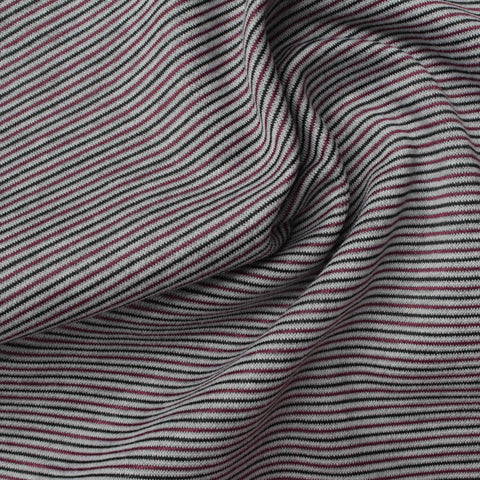 White Horizontal-Stripe Knit, Poly-Viscose, 218 gsm