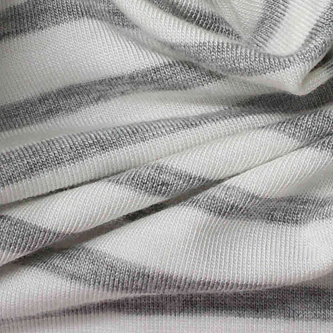 Grey Horizontal-Stripe Knit, Viscose, 189 gsm