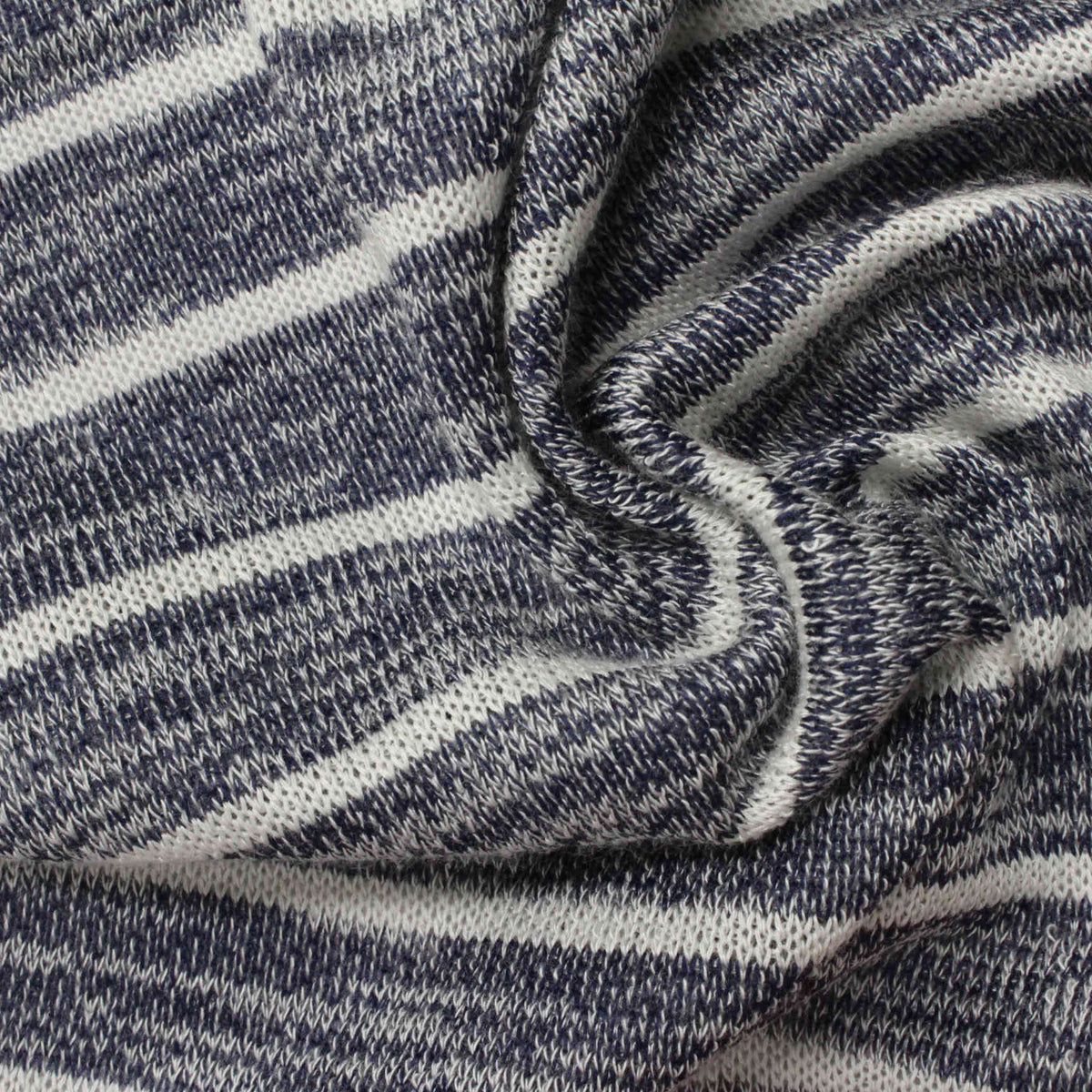 Navy Horizontal-Stripe Knit, Viscose-Poly, 194 gsm