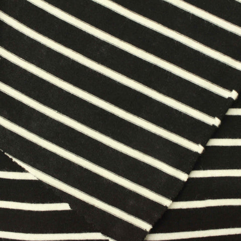 Black Horizontal-Stripe Knit, Viscose, 239 gsm