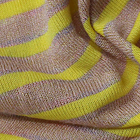 Yellow Horizontal-Stripe Knit, Viscose-Nylon