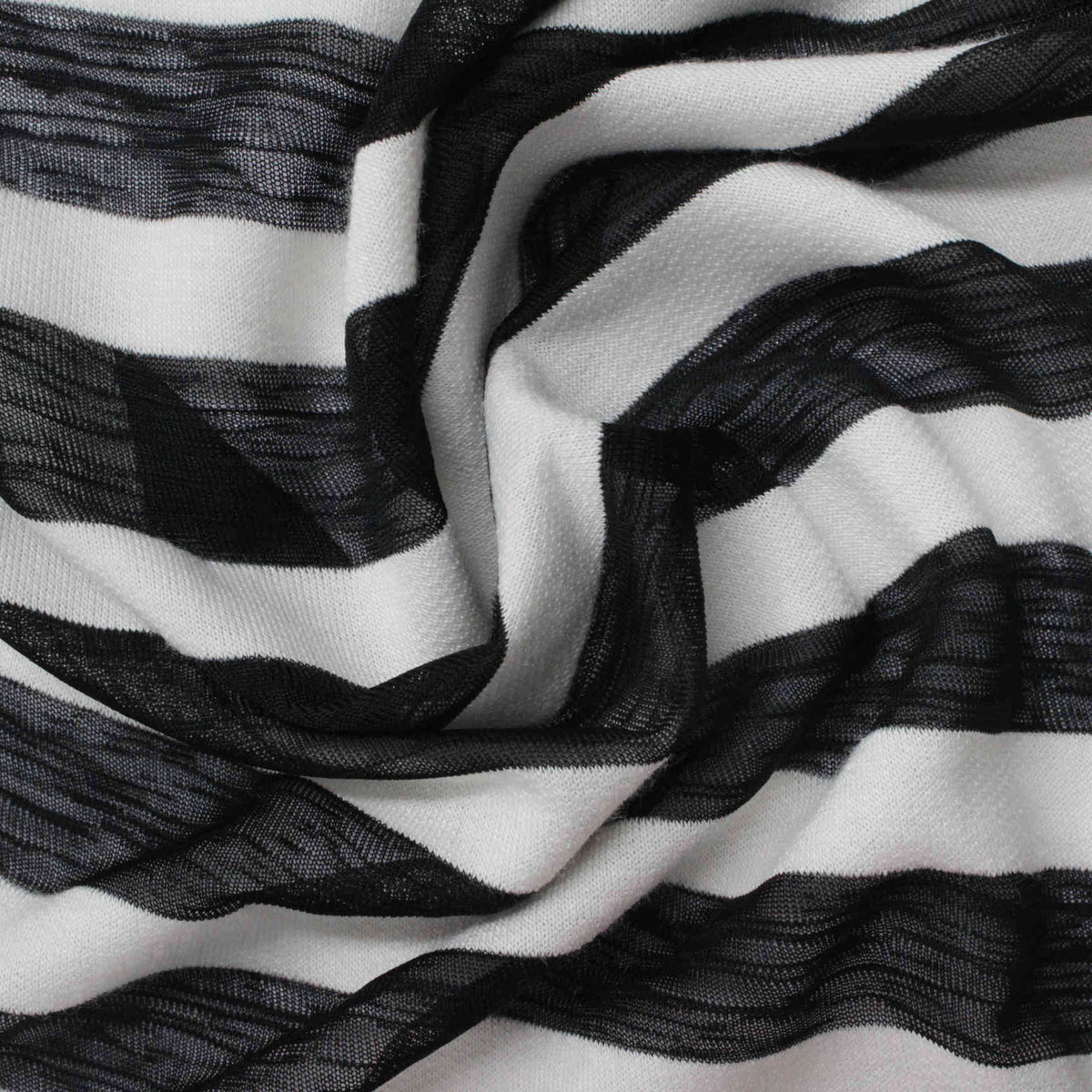 Black Horizontal-Stripe Knit, Poly-Viscose, 119 gsm