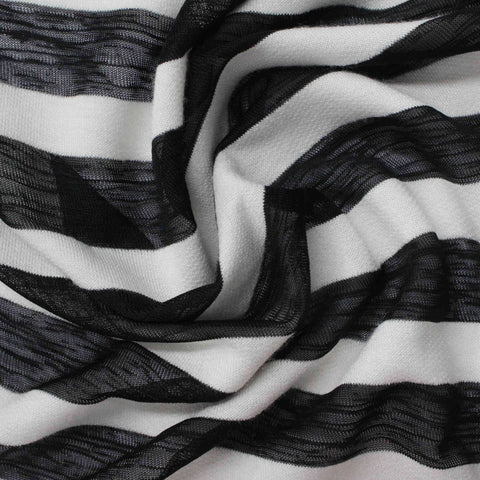 Black Horizontal-Stripe Knit, Poly-Viscose, 119 gsm