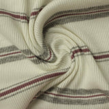 Cream Horizontal-Stripe Rib Knit, Viscose
