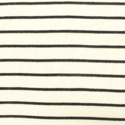 Black Horizontal-Stripe Rib Knit, Viscose, 125 gsm