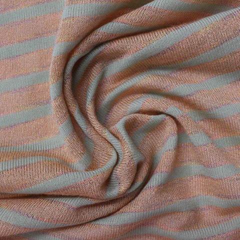Striped Viscose Nylon Rib Knit Fabric, 130 gsm, 155 cm — Grey