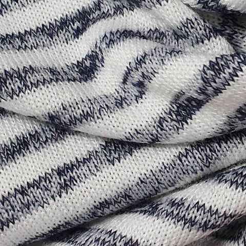White Horizontal-Stripe Knit, Poly-Viscose, 174 gsm