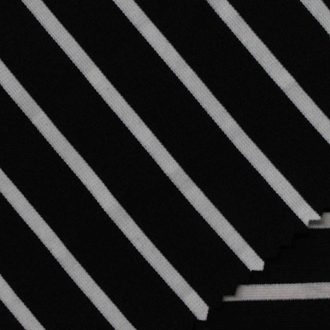 Black Diagonal-Stripe Ponte Knit, Poly-Viscose
