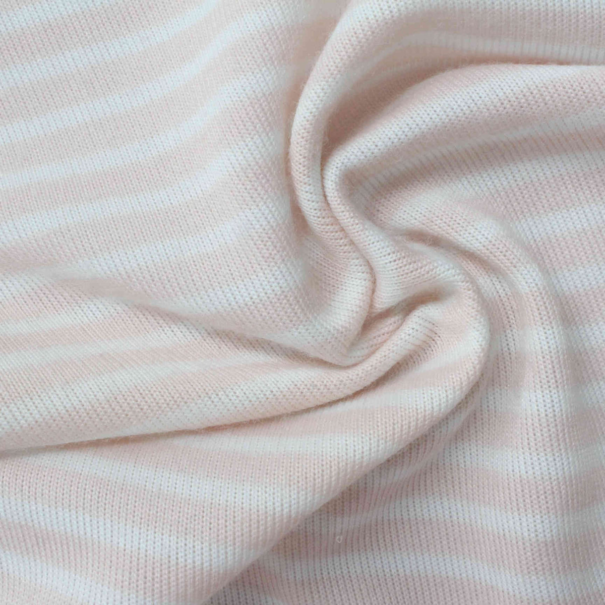 Light Pink Horizontal-Stripe Jersey Knit, Polyester, 160 gsm, 170 cm
