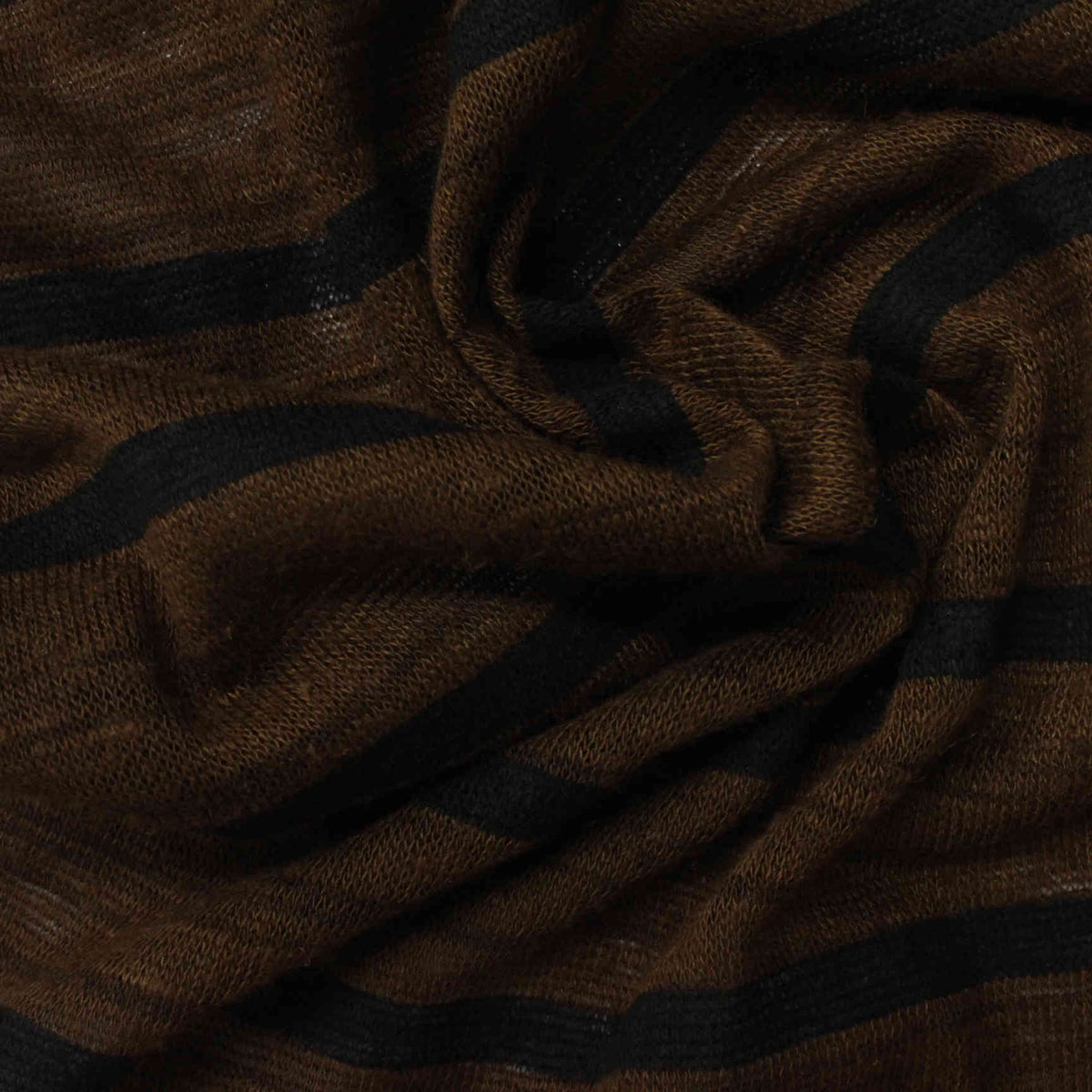 Brown Horizontal-Stripe Rib Knit, Linen