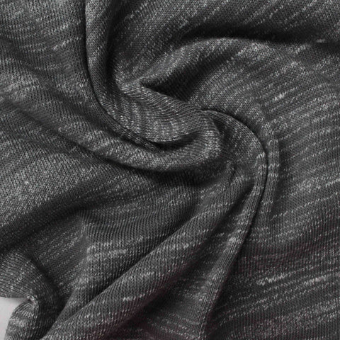 Dark Grey Marl Rib Knit, Cotton, 170 gsm, 165 cm