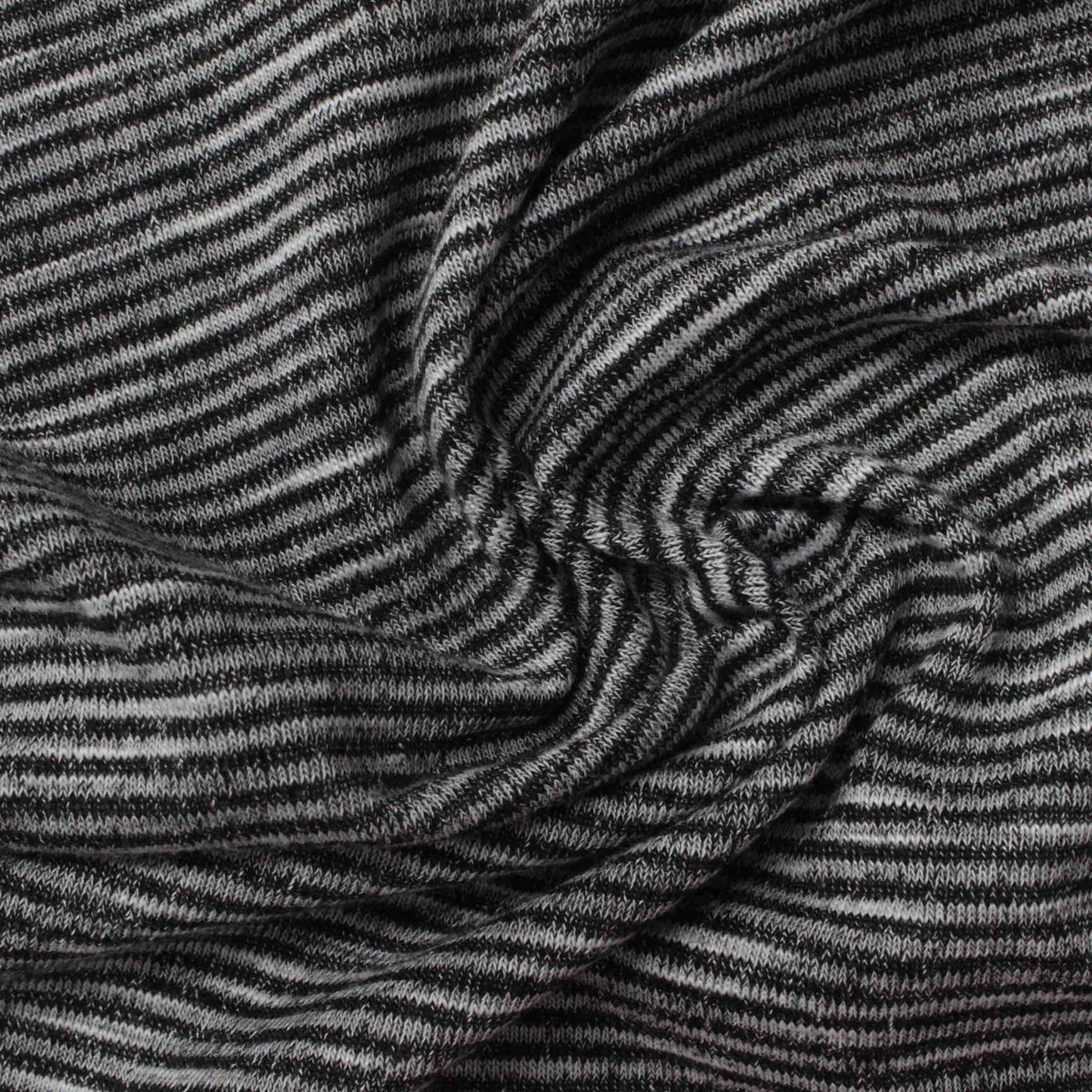 Black Horizontal-Stripe Rib Knit, Poly-Viscose, 250 gsm, 165 cm