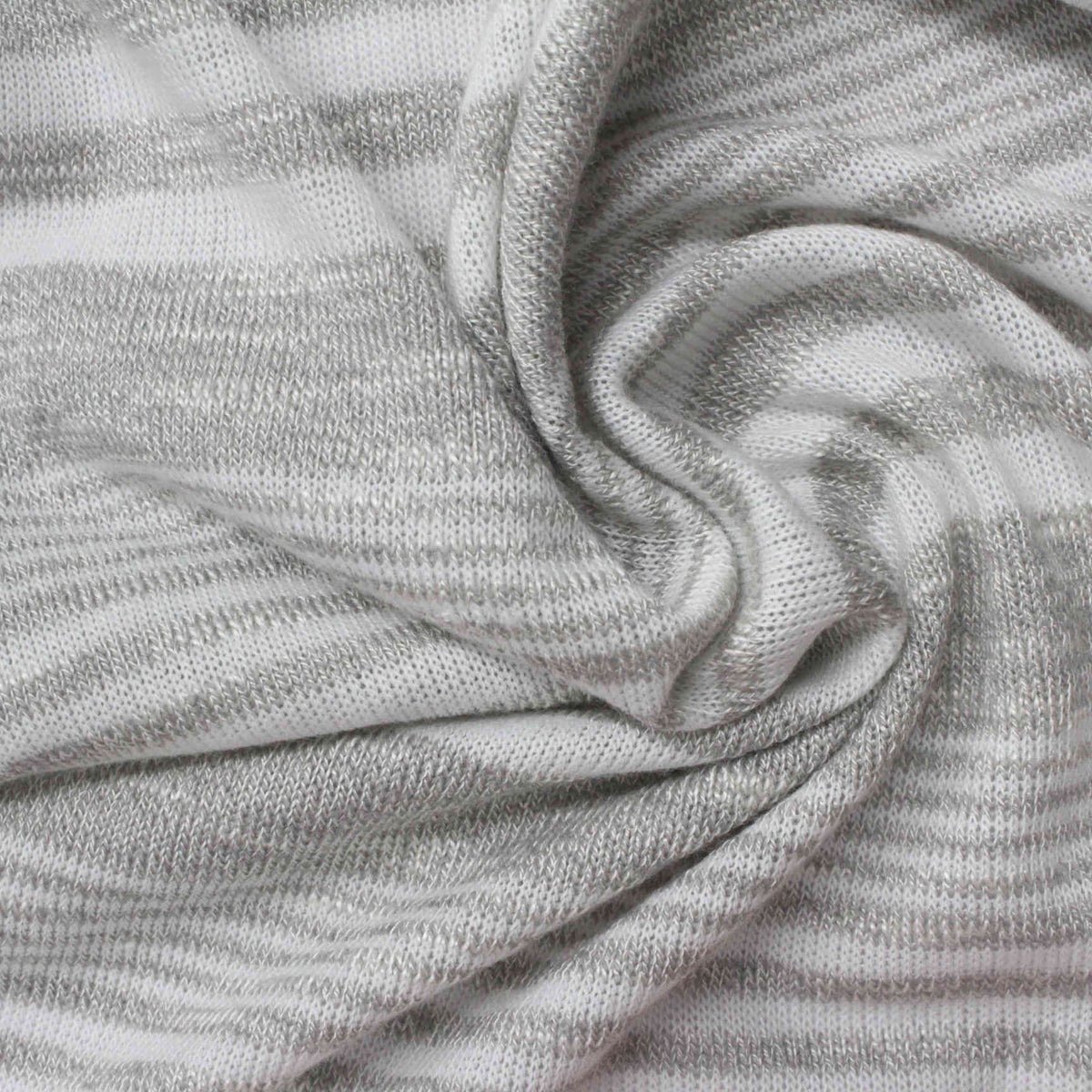 Grey Horizontal-Stripe Rib Knit, Poly-Viscose, 200 gsm