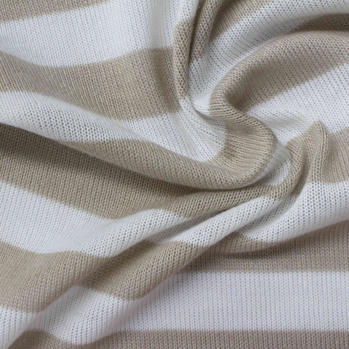 White Horizontal-Stripe Chunky Knit, Polyester, 185 gsm