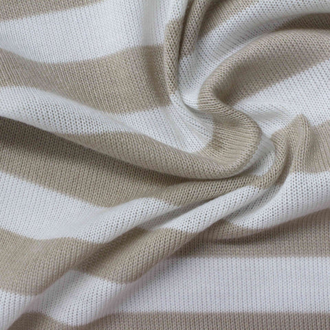 White Horizontal-Stripe Chunky Knit, Polyester, 185 gsm