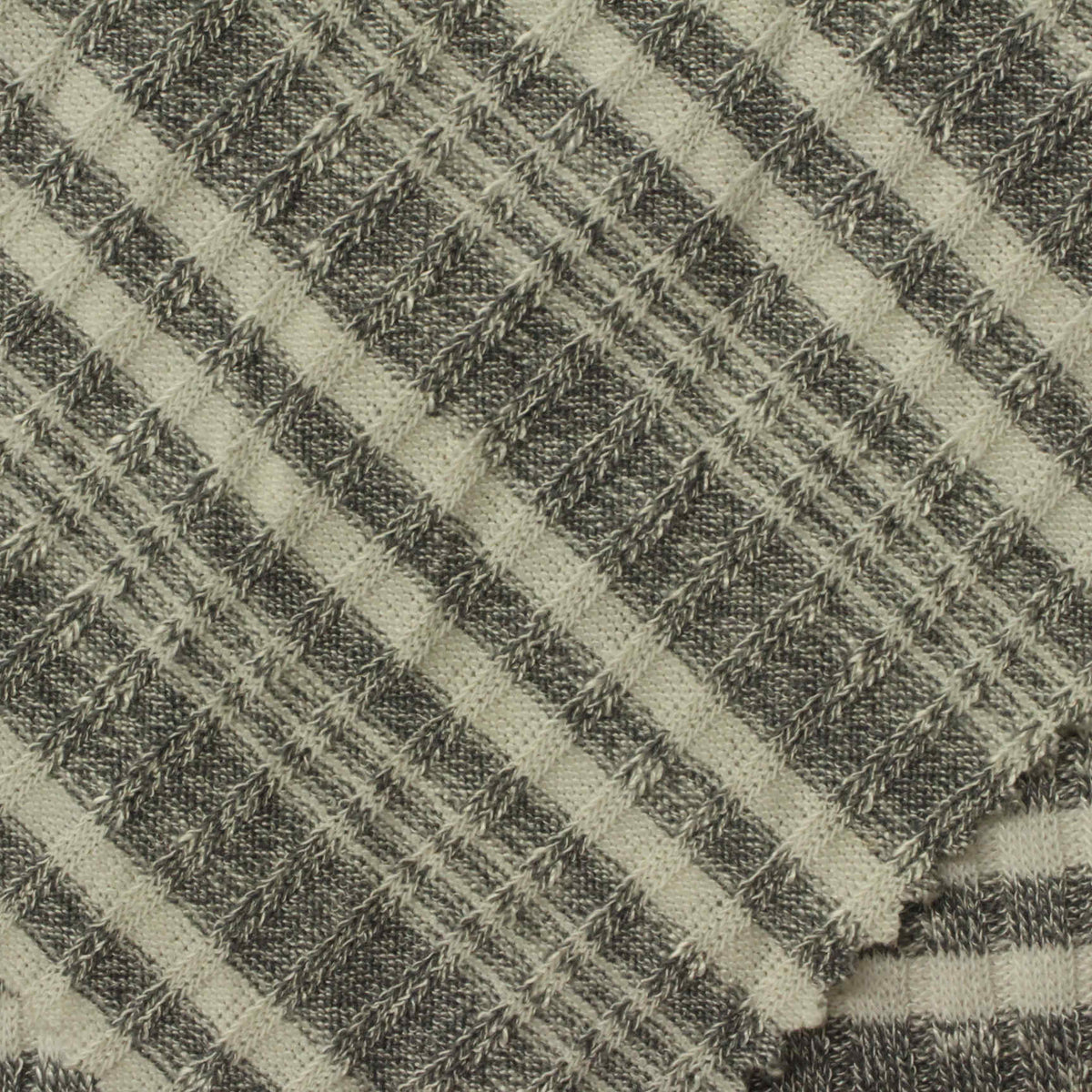 Grey Marl Rib Knit, Poly-Viscose, 200 gsm