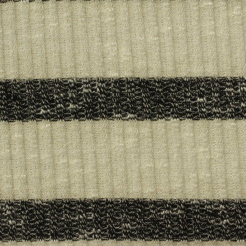 Light Beige Horizontal-Stripe Rib Knit, Viscose-Poly, 200 gsm