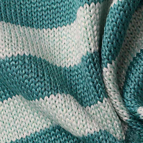 Teal Horizontal-Stripe Rib Knit, Poly-Viscose, 300 gsm
