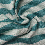 Teal Horizontal-Stripe Rib Knit, Poly-Viscose