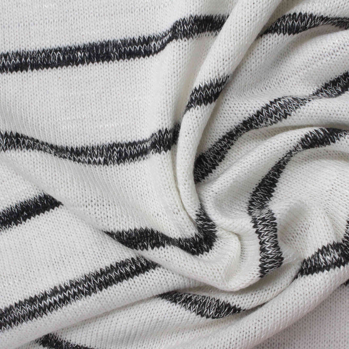 Black Horizontal-Stripe Rib Knit, Viscose-Poly, 190 gsm, 160 cm