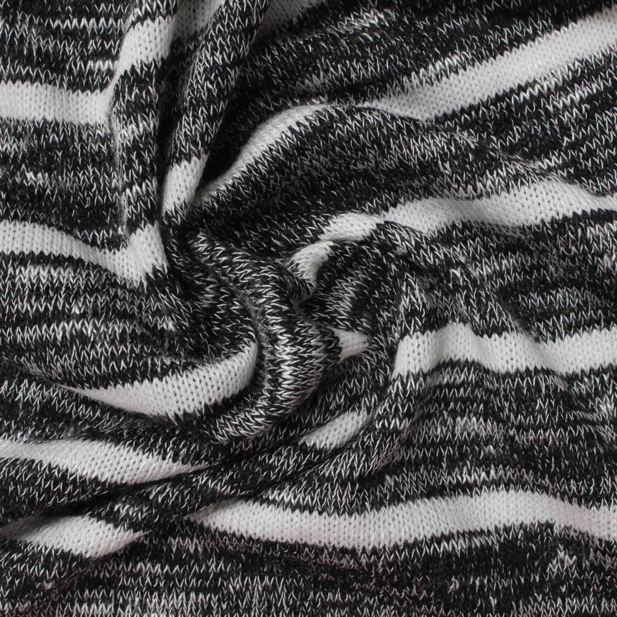 Black Horizontal-Stripe Rib Knit, Viscose-Poly, 180 gsm