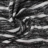 Black Horizontal-Stripe Rib Knit, Viscose-Poly