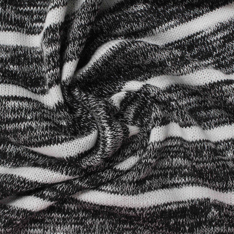 Black Horizontal-Stripe Rib Knit, Viscose-Poly, 180 gsm