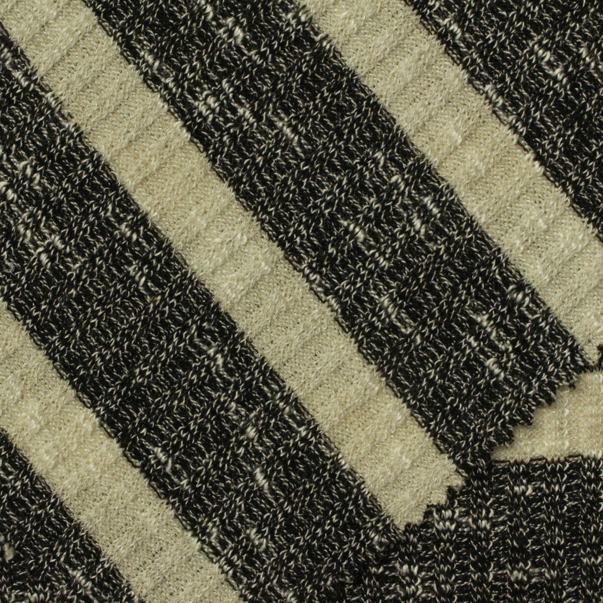 Cream Marled-Stripe Rib Knit, Viscose-Poly