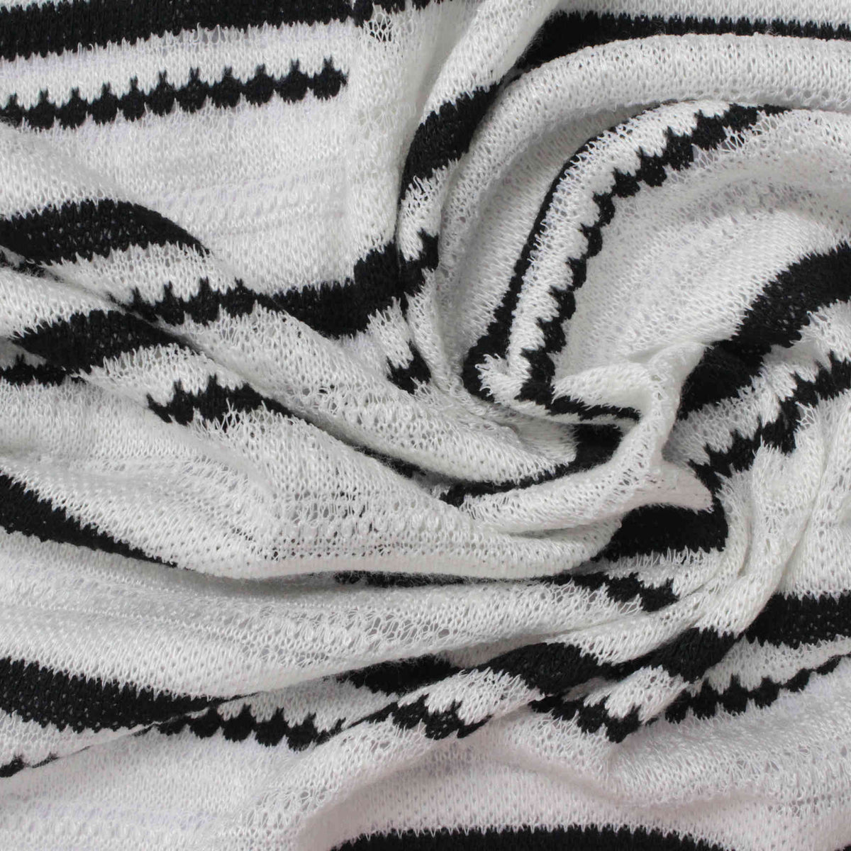 Black Horizontal-Stripe Rib Knit, Poly-Viscose, 190 gsm