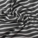 Grey Horizontal-Stripe Rib Knit, Cotton-Poly