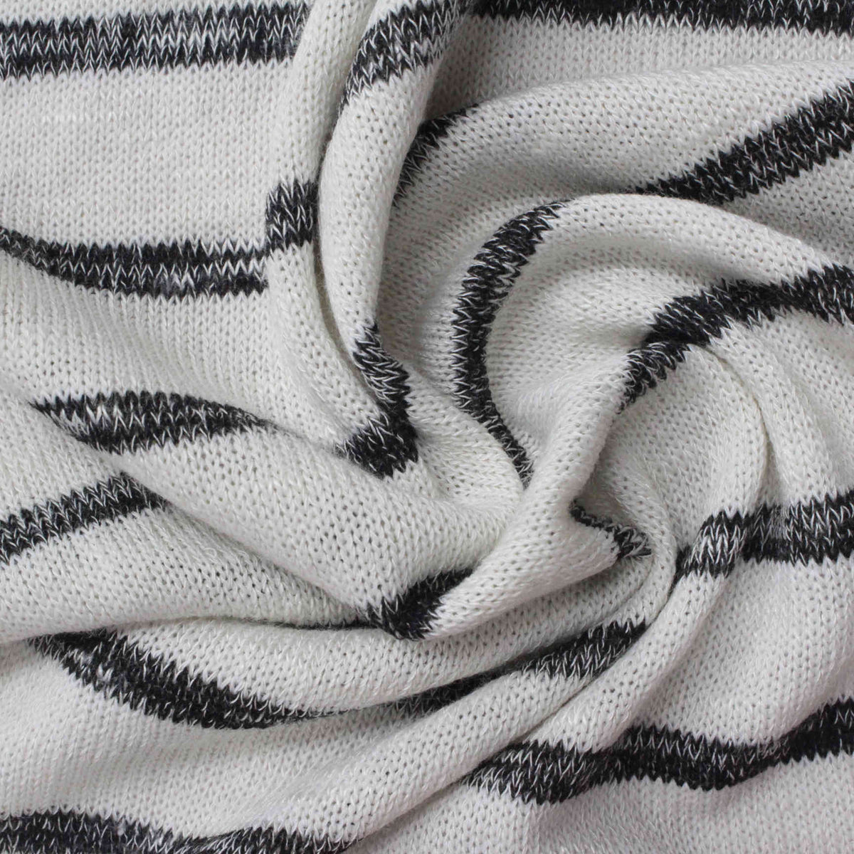 Black Horizontal-Stripe Chunky Knit, Viscose-Poly, 211 gsm