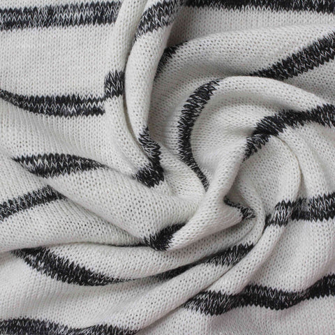 Black Horizontal-Stripe Chunky Knit, Viscose-Poly, 211 gsm